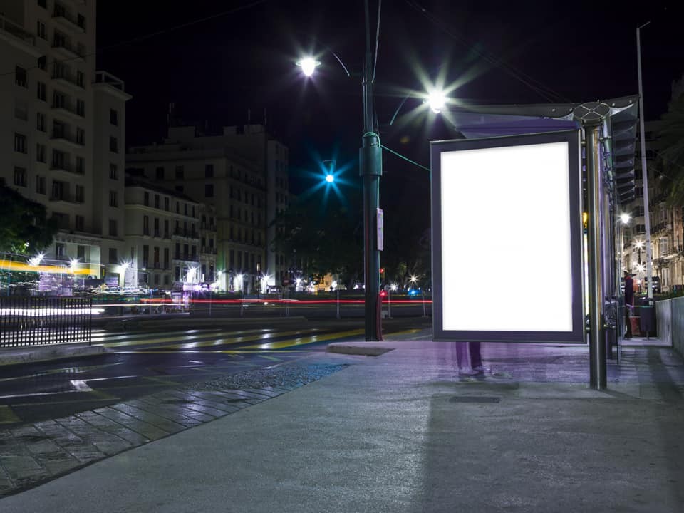billboard on the street at night